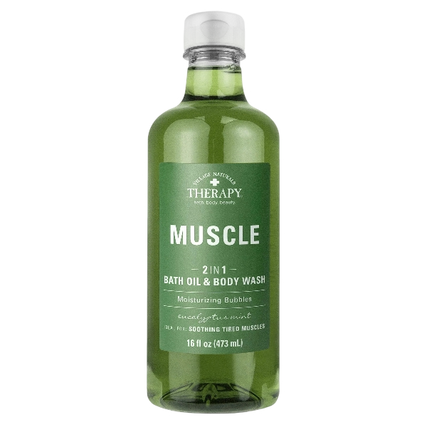 Village Naturals Therapy Muscle Relief Oil Bath and Body Wash, Eucalyptus Mint Scent, 16 fl oz